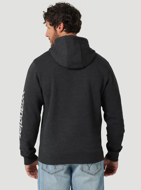 112319258 - Wrangler® Men’s Wrangler Logo Arm Hit Pull Over Hoodie - Caviar Heather