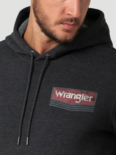 112319258 - Wrangler® Men’s Wrangler Logo Arm Hit Pull Over Hoodie - Caviar Heather