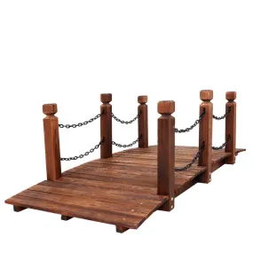 160cm Bridge With Chain Fir Wood Garden Decor Rustic Style Weatherproof