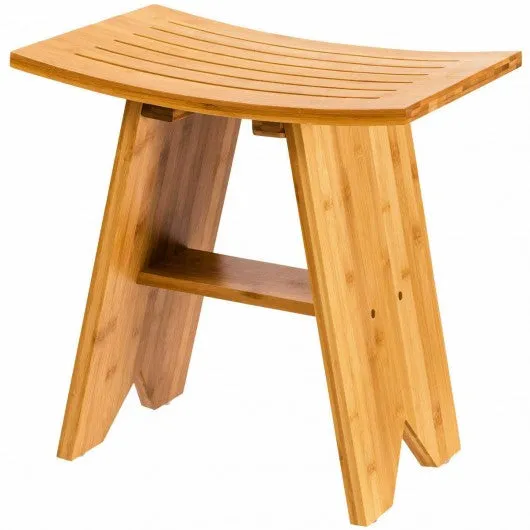 18" Bamboo Shower Stool Bench with Shelf