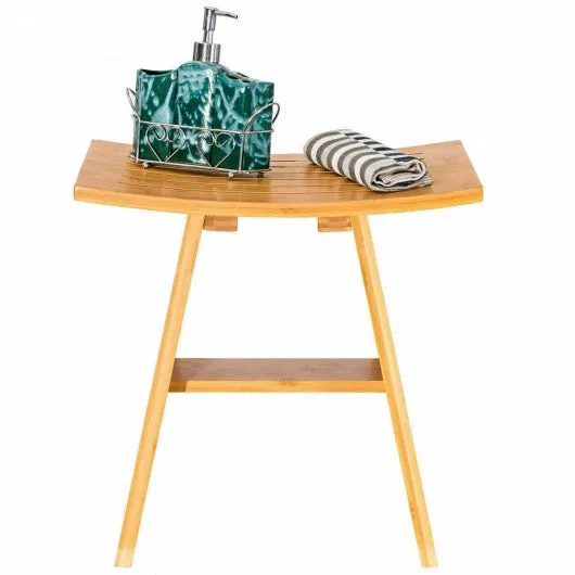 18" Bamboo Shower Stool Bench with Shelf