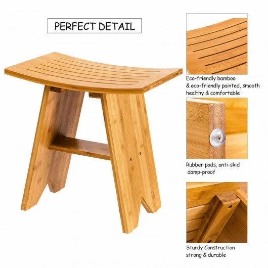 18" Bamboo Shower Stool Bench with Shelf