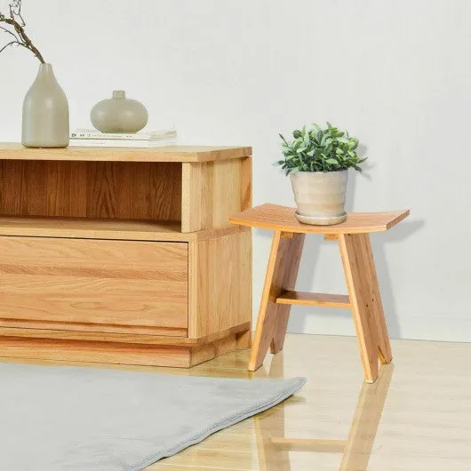 18" Bamboo Shower Stool Bench with Shelf