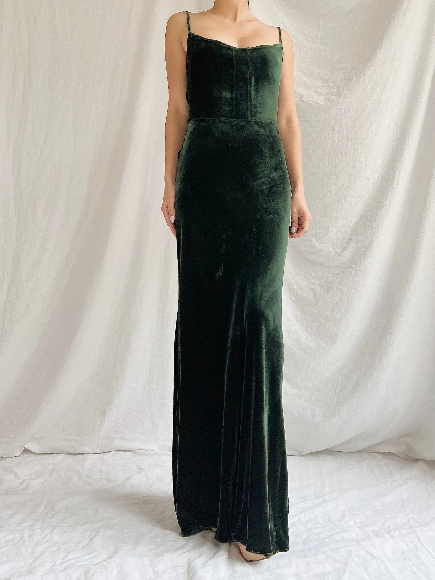 1930s Silk Crushed Velvet Gown with Cape - S