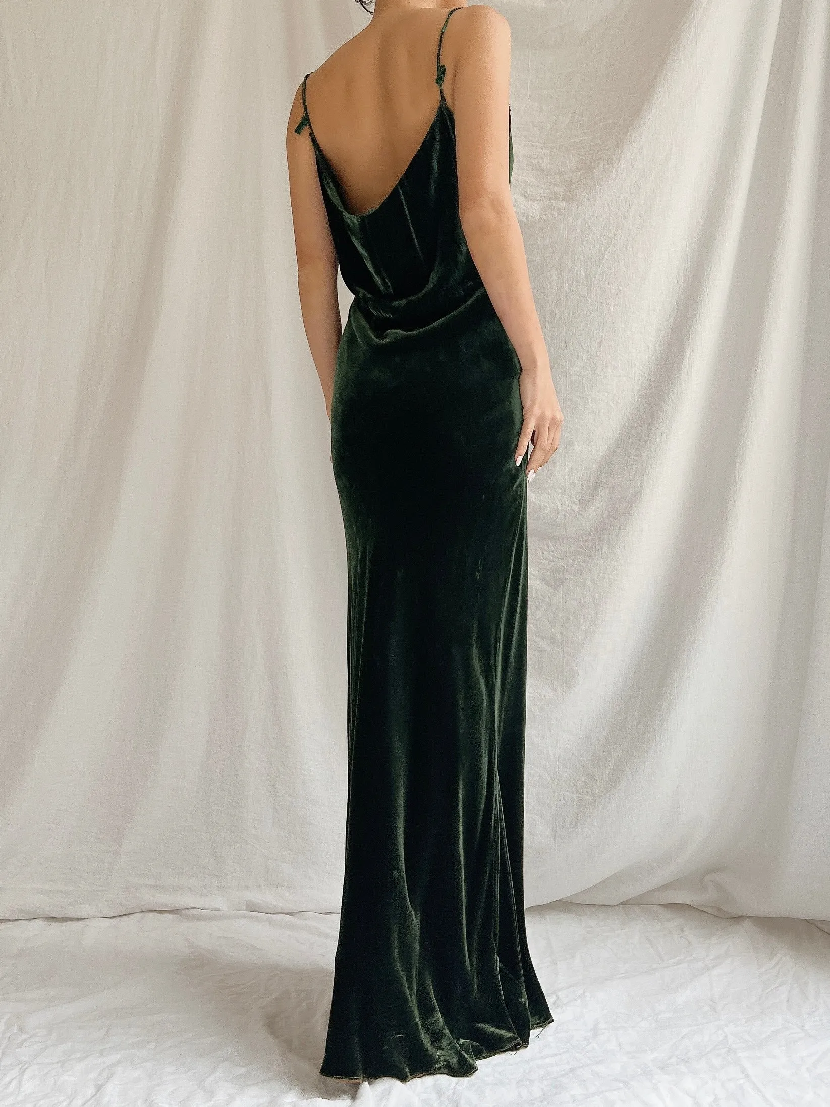 1930s Silk Crushed Velvet Gown with Cape - S