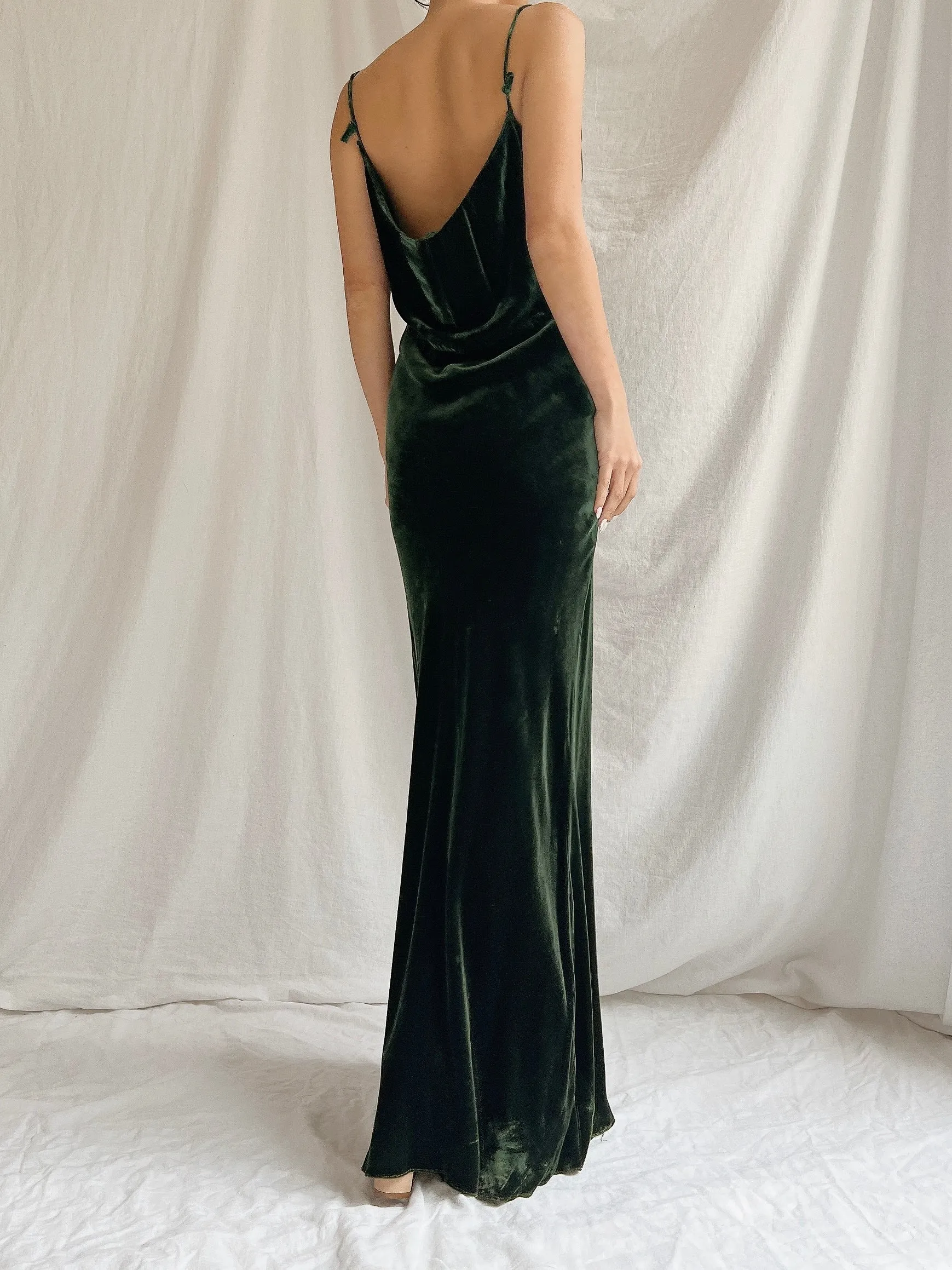 1930s Silk Crushed Velvet Gown with Cape - S