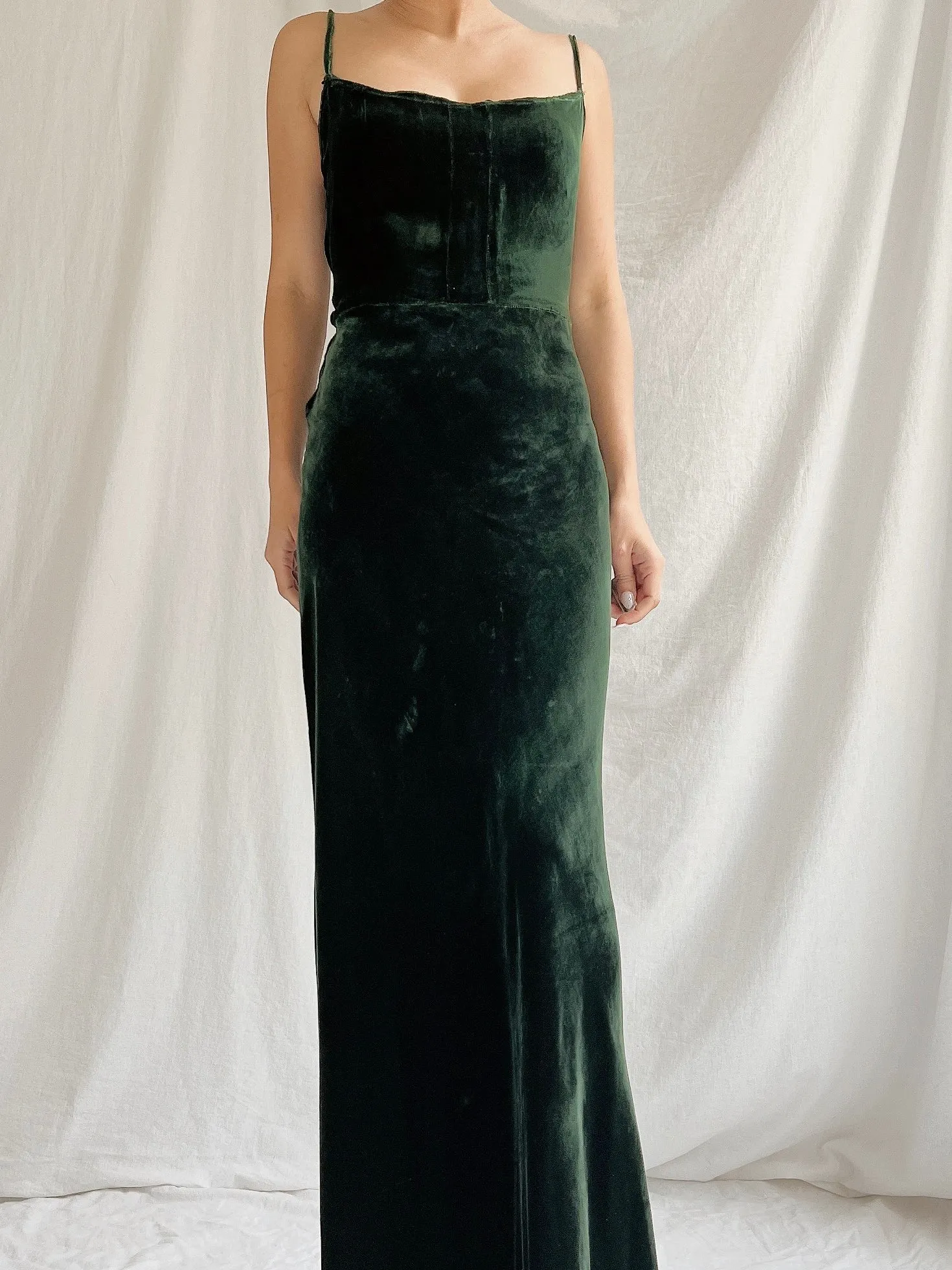 1930s Silk Crushed Velvet Gown with Cape - S