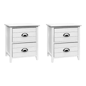 2x Bedside Table Nightstands 2 Drawers Storage Cabinet Bedroom Side White