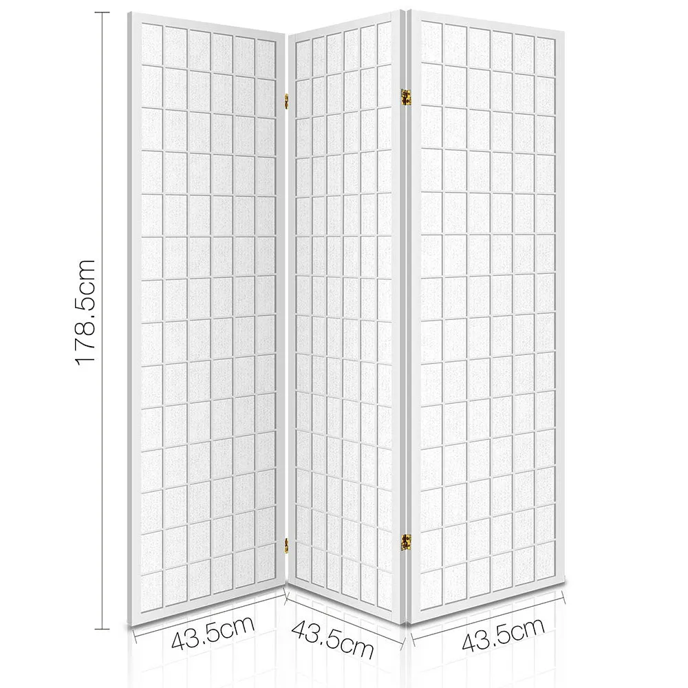 3 Panel Room Divider Screen 131x179cm - White