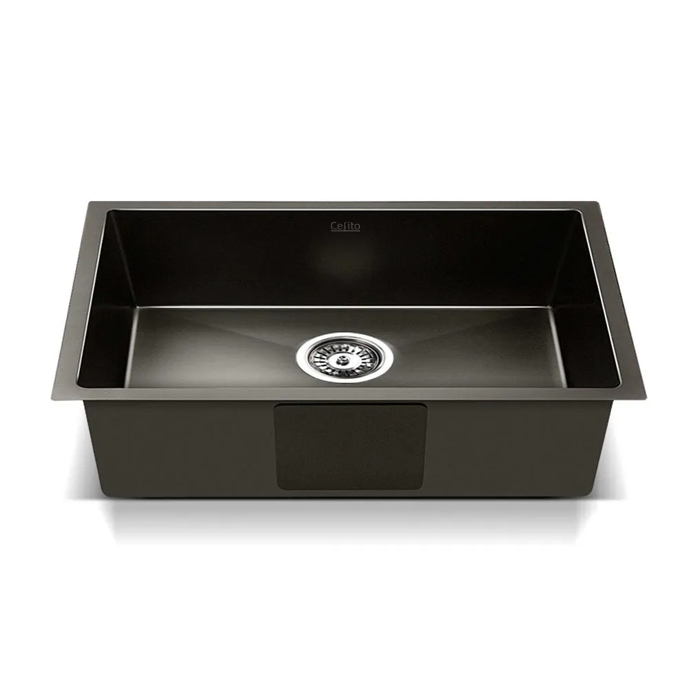 30 x 45cm Stainless Steel Kitchen Sink Basin Bowl Under/Top/Flush Mount Black