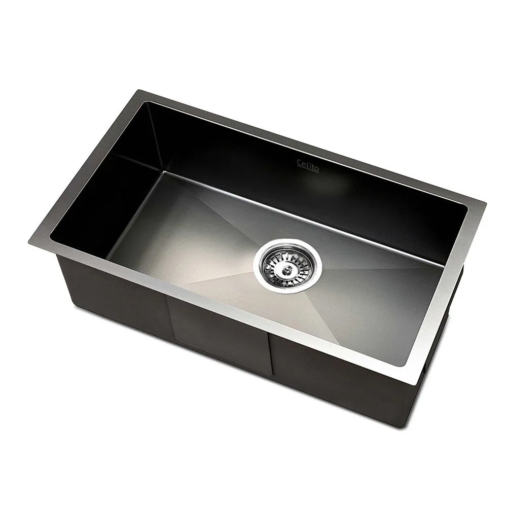 30 x 45cm Stainless Steel Kitchen Sink Basin Bowl Under/Top/Flush Mount Black