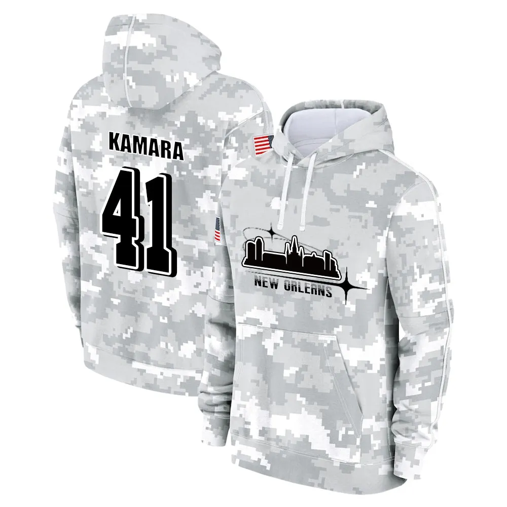 #41 Kamara Salute to Players Hoodie New Orleans Saints Fashion Fan Hoodies Fall Fleece Tops American Football Fan Gifts