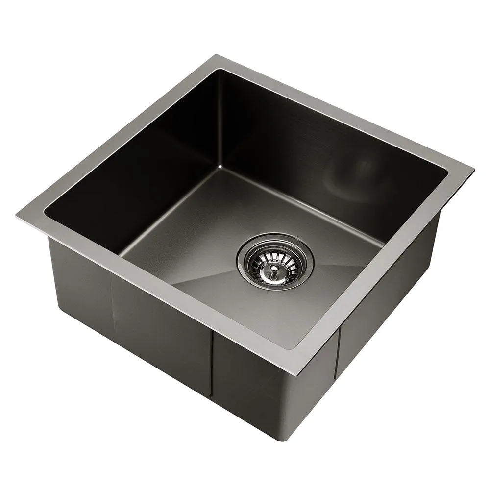 44cm Stainless Steel Kitchen Sink Basin Bowl Under/Top/Flush Mount Black