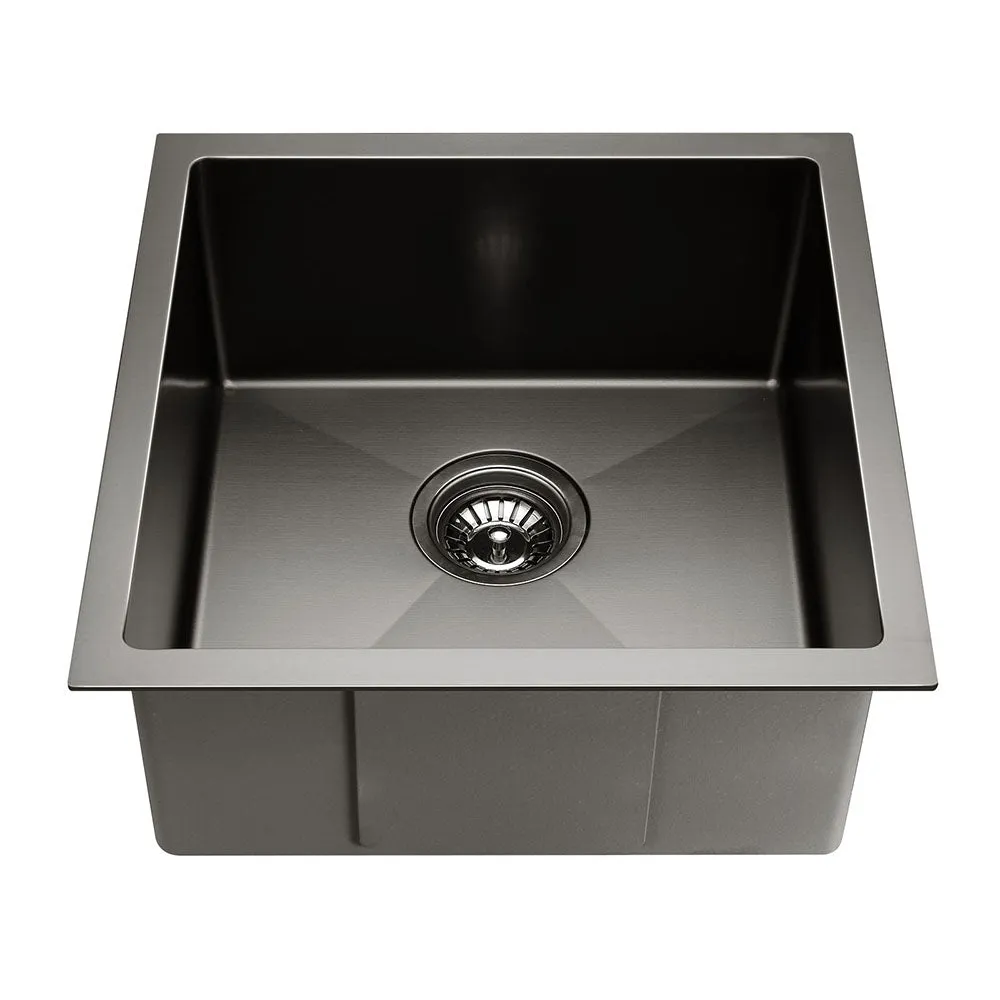 44cm Stainless Steel Kitchen Sink Basin Bowl Under/Top/Flush Mount Black