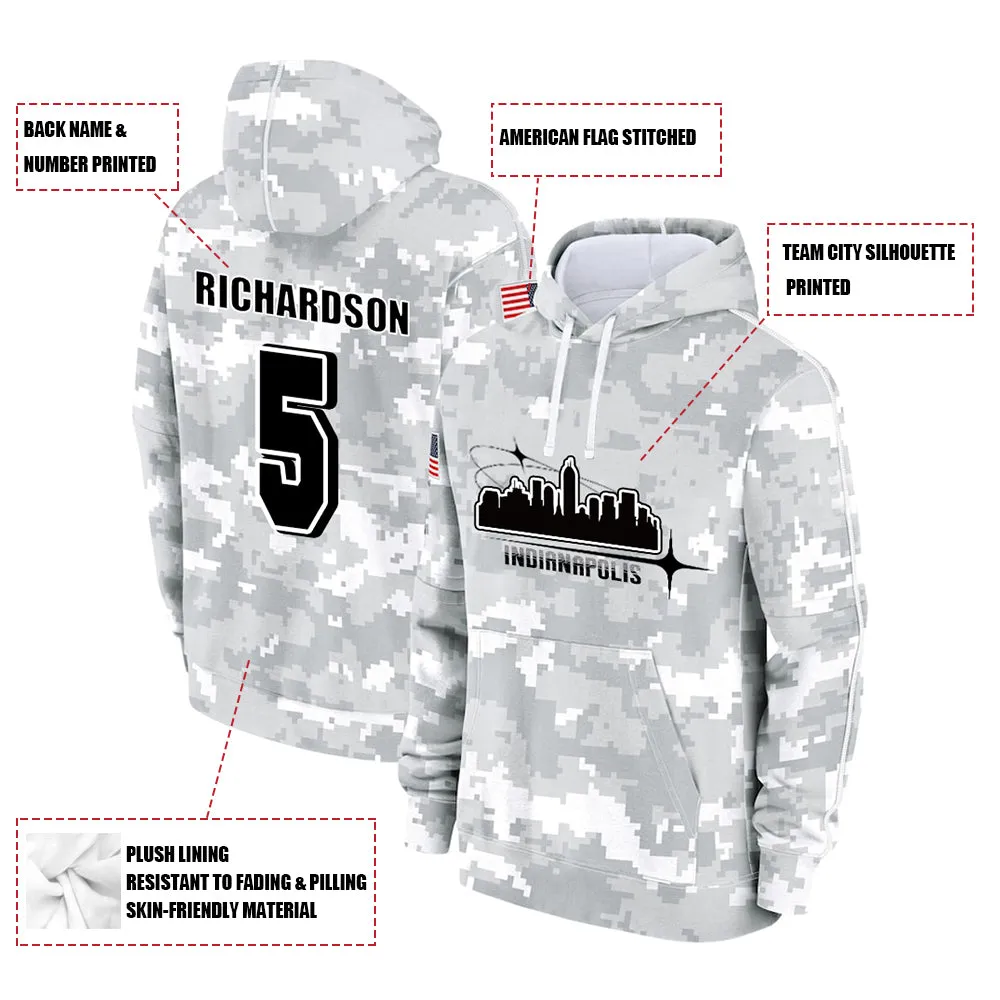 #5 Richardson Salute to Players Hoodie Indianapolis Colts Fashion Fan Hoodies Fall Fleece Tops American Football Fan Gifts