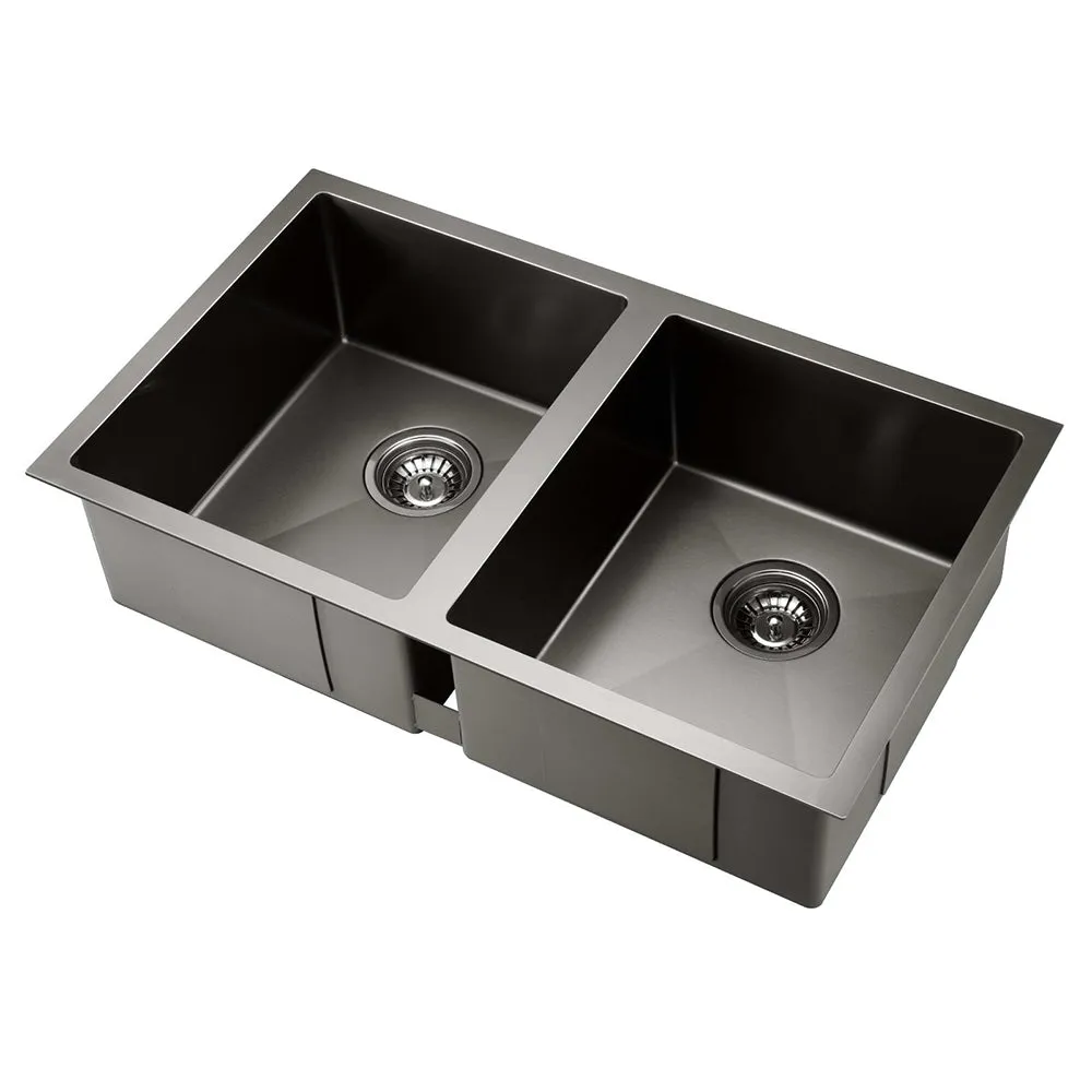 77cm Stainless Steel Kitchen Sink Basin Bowl Under/Top/Flush Mount Black