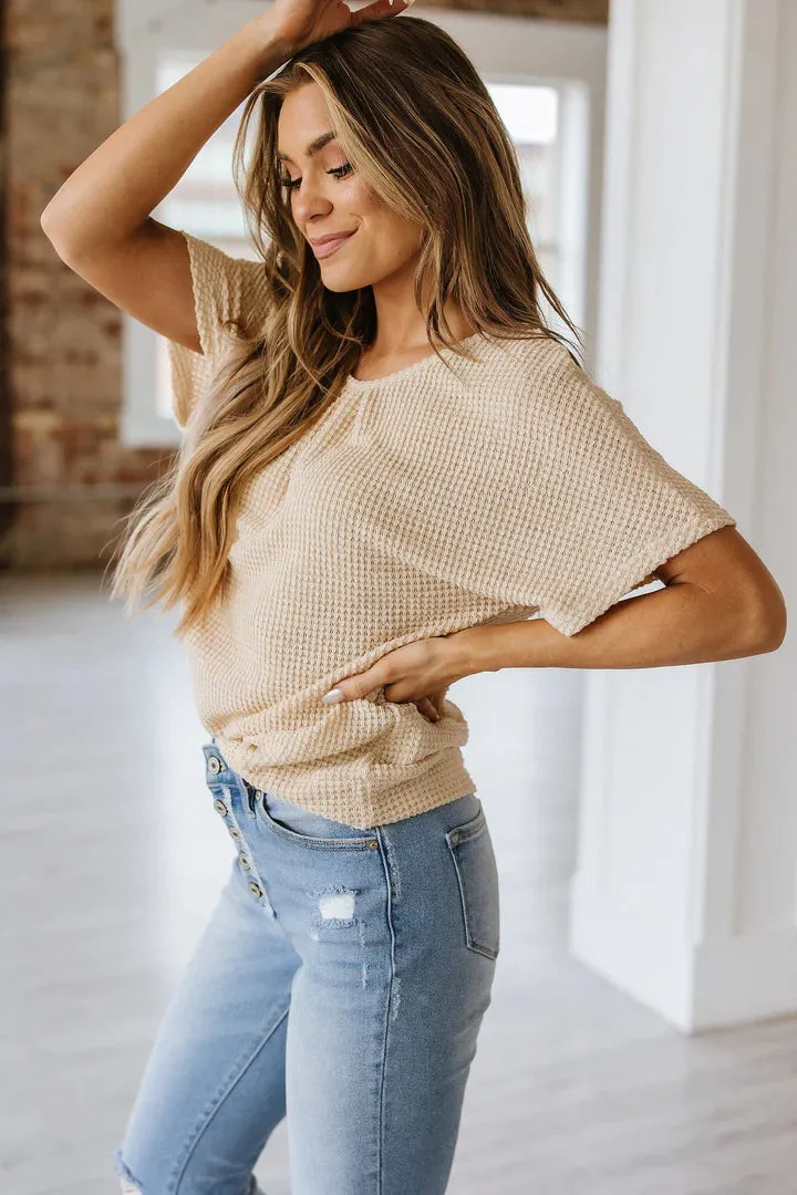 Abbie Lace Waffle Knit Top