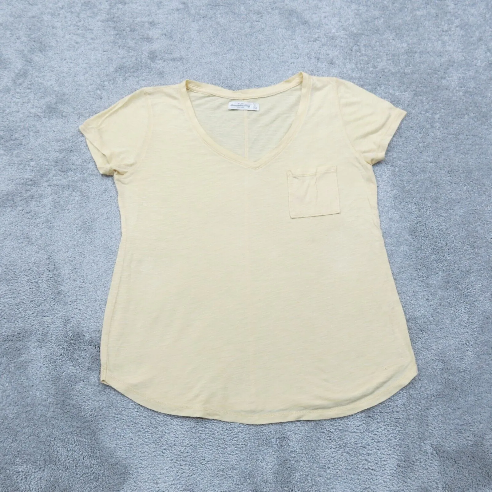 Abercrombie & Fitch Womens V Neck T Shirt Pullover Short Sleeve Cream Size Small