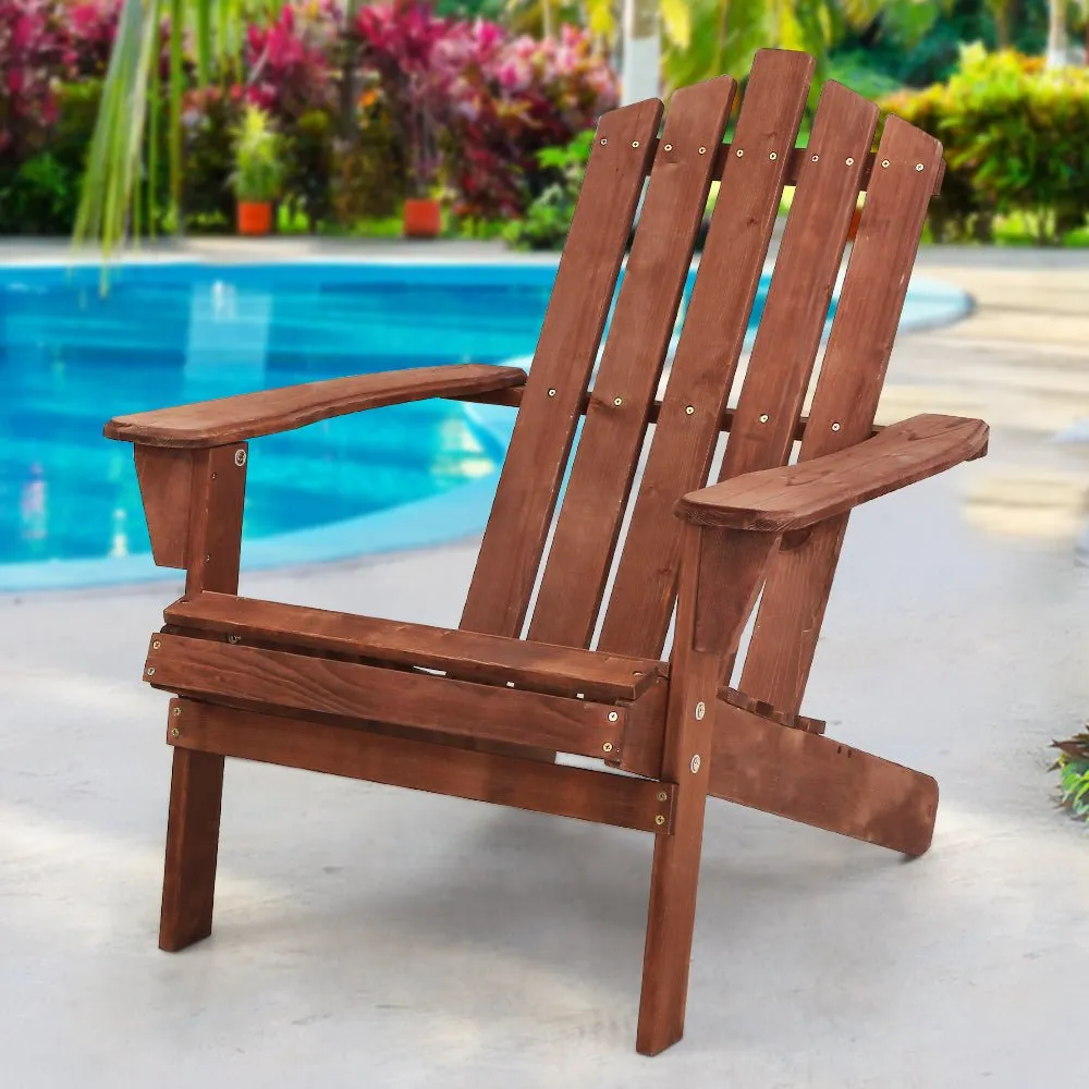 Adirondack Outdoor Chairs Wooden Beach Chair Patio Furniture Garden Brown