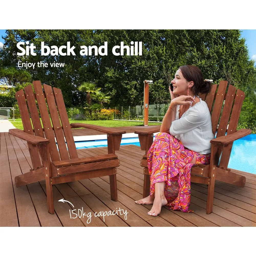 Adirondack Outdoor Chairs Wooden Beach Chair Patio Furniture Garden Brown