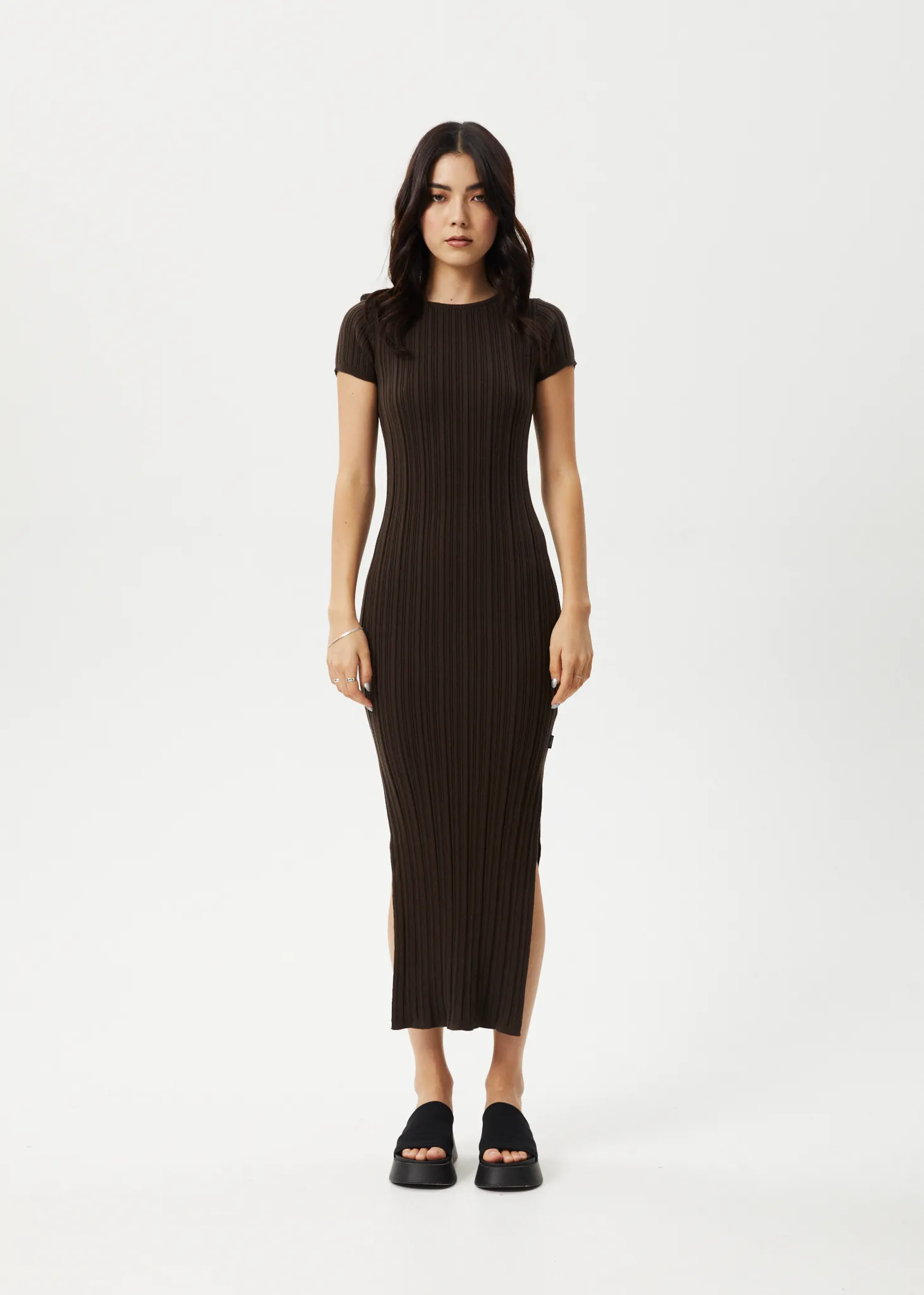 AFENDS Womens Landed - Knit Maxi Dress - Coffee