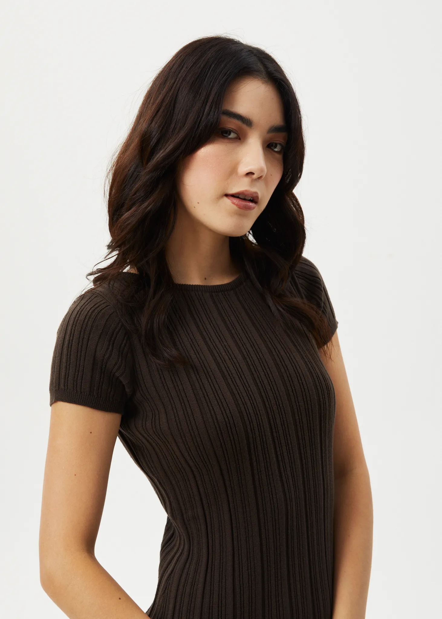 AFENDS Womens Landed - Knit Maxi Dress - Coffee