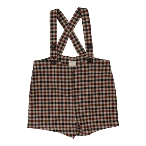 Analogie By Lil Legs Plaid Suspender Shorts Tan Plaid