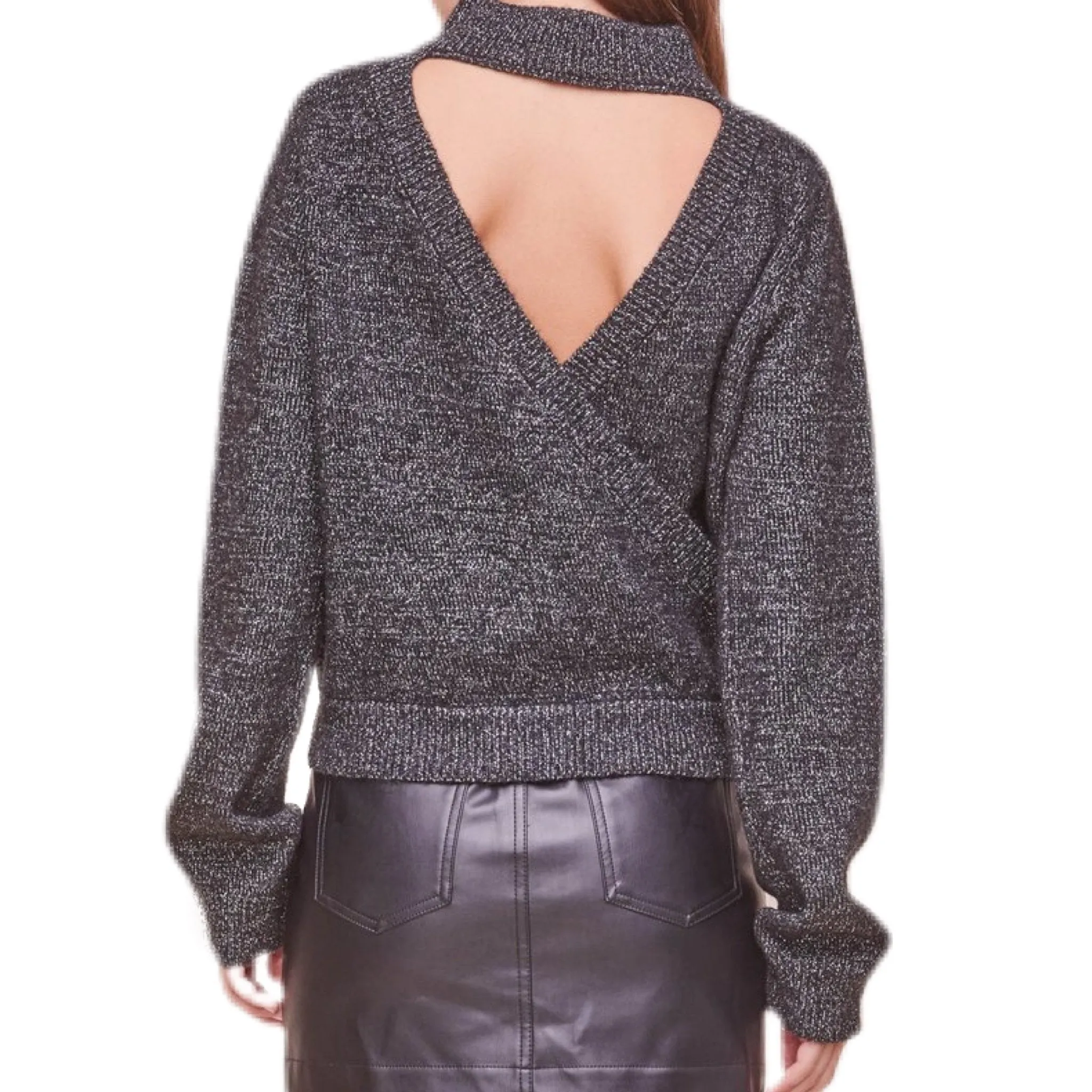 Arabella Open Back Sweater - Black / Silver.