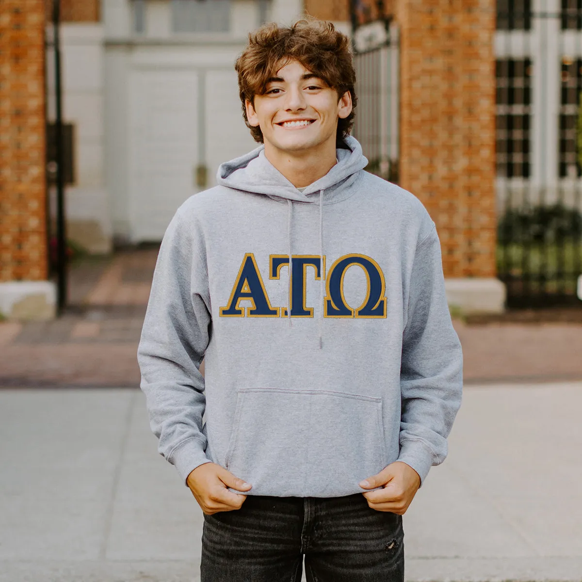 ATO Heather Gray Hoodie with Sewn On Letters