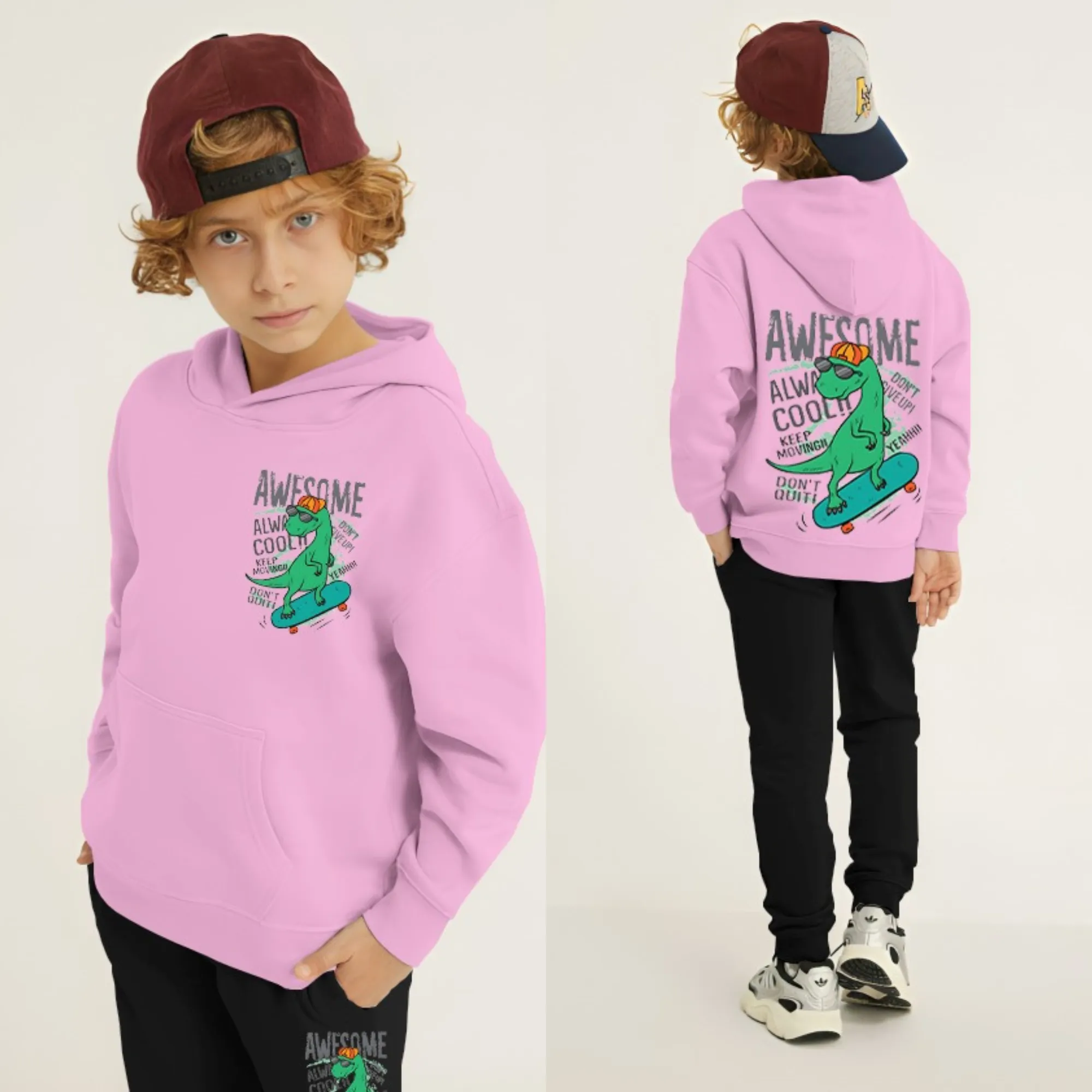 Awesome Dino Printed Kids Hoodie Set