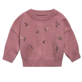 Baby Girls Rose Floral Embroidered Sweater