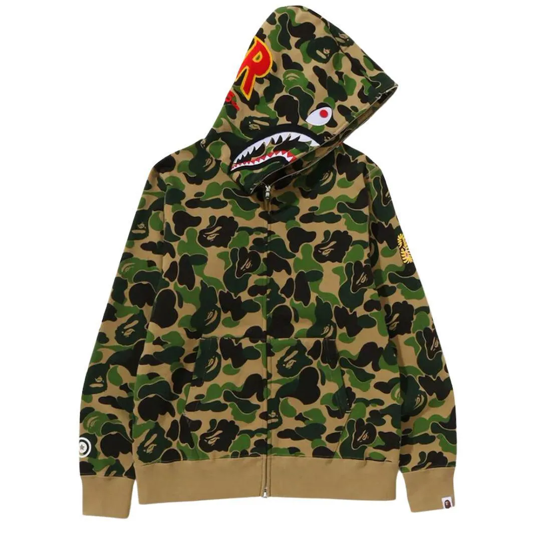 BAPE ABC CAMO PONR SHARK FULL ZIP HOODIE GREEN