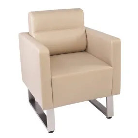 Barrel Chair Lobby Chair Leather Occasional Sofa Chairs Reception Guest Single Sofa for Office Meeting Room Living Room, Beige