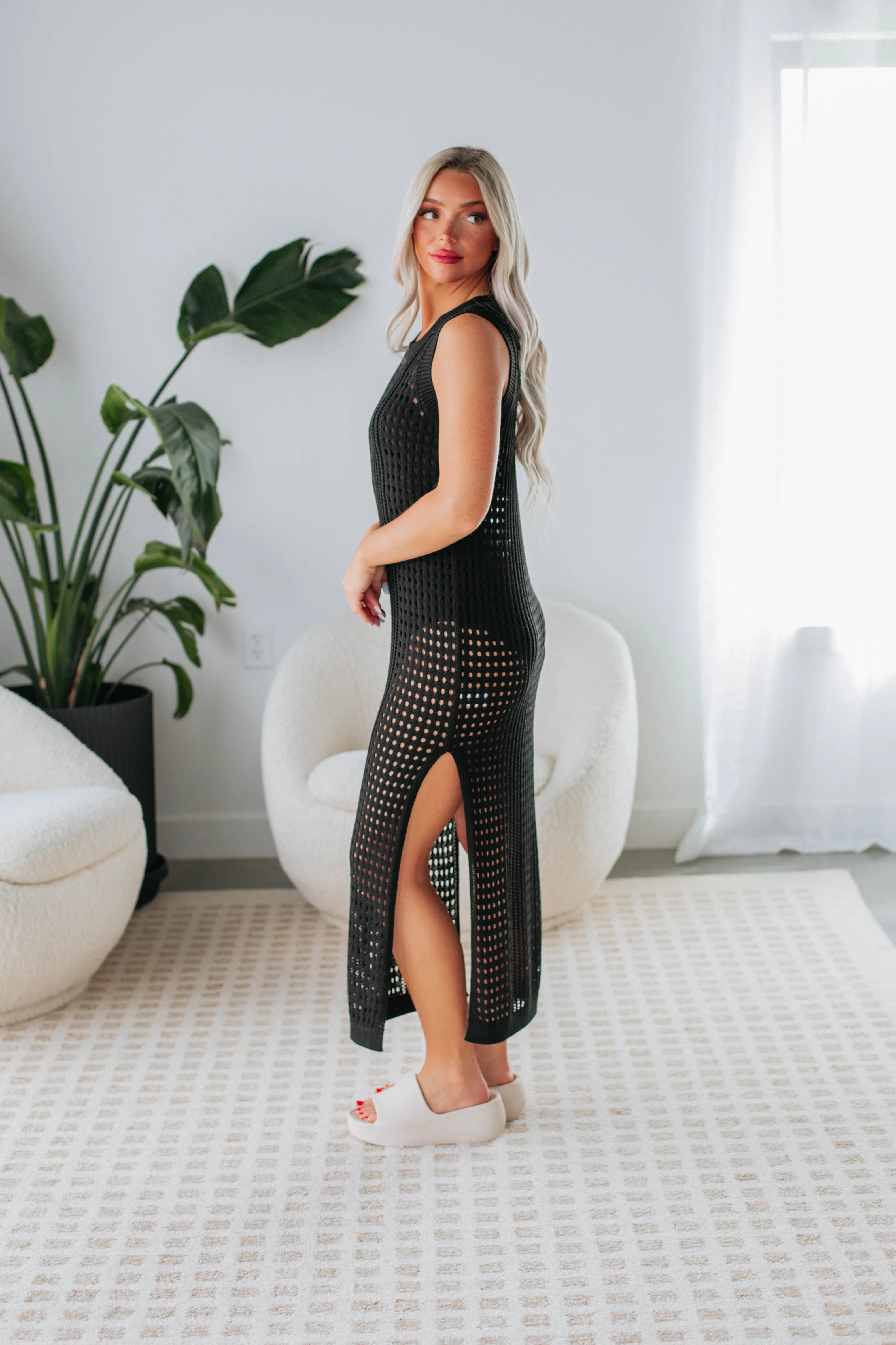 Belinda Crochet Dress - Black