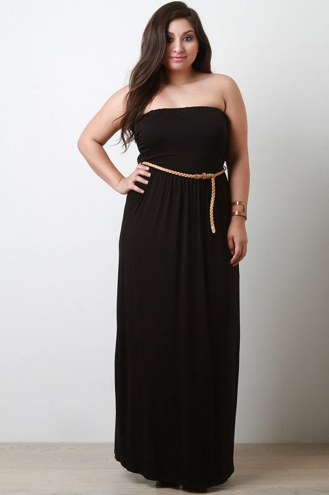 Belted Tube Maxi Dress