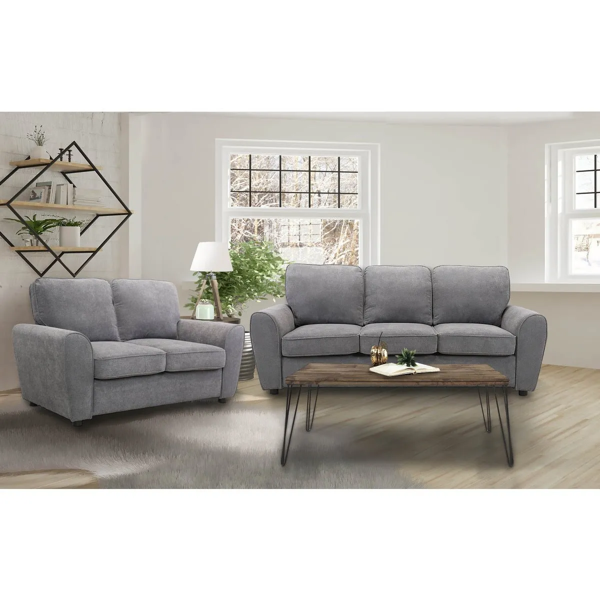 Bethany Collection Loveseat Grey Fabric