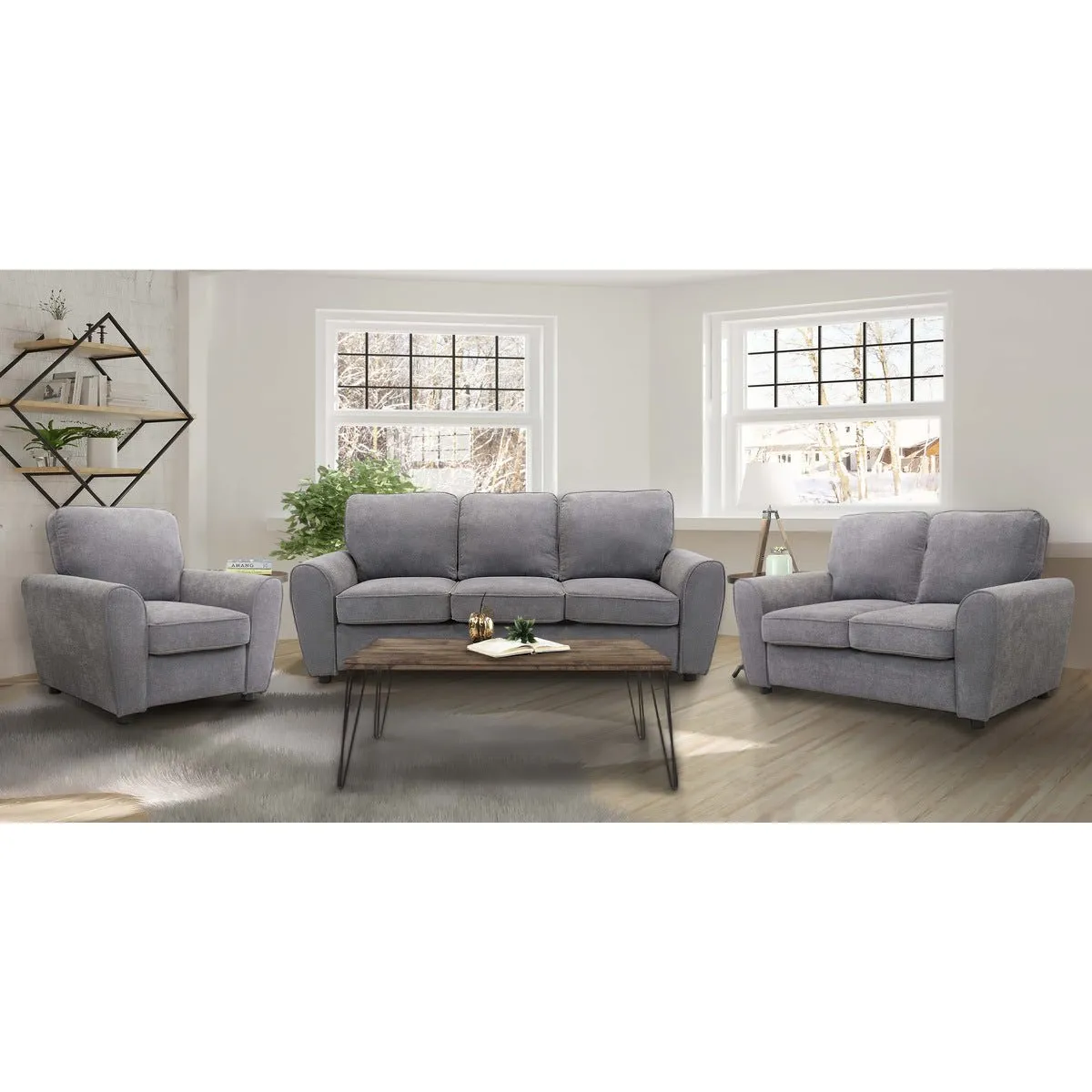 Bethany Collection Loveseat Grey Fabric