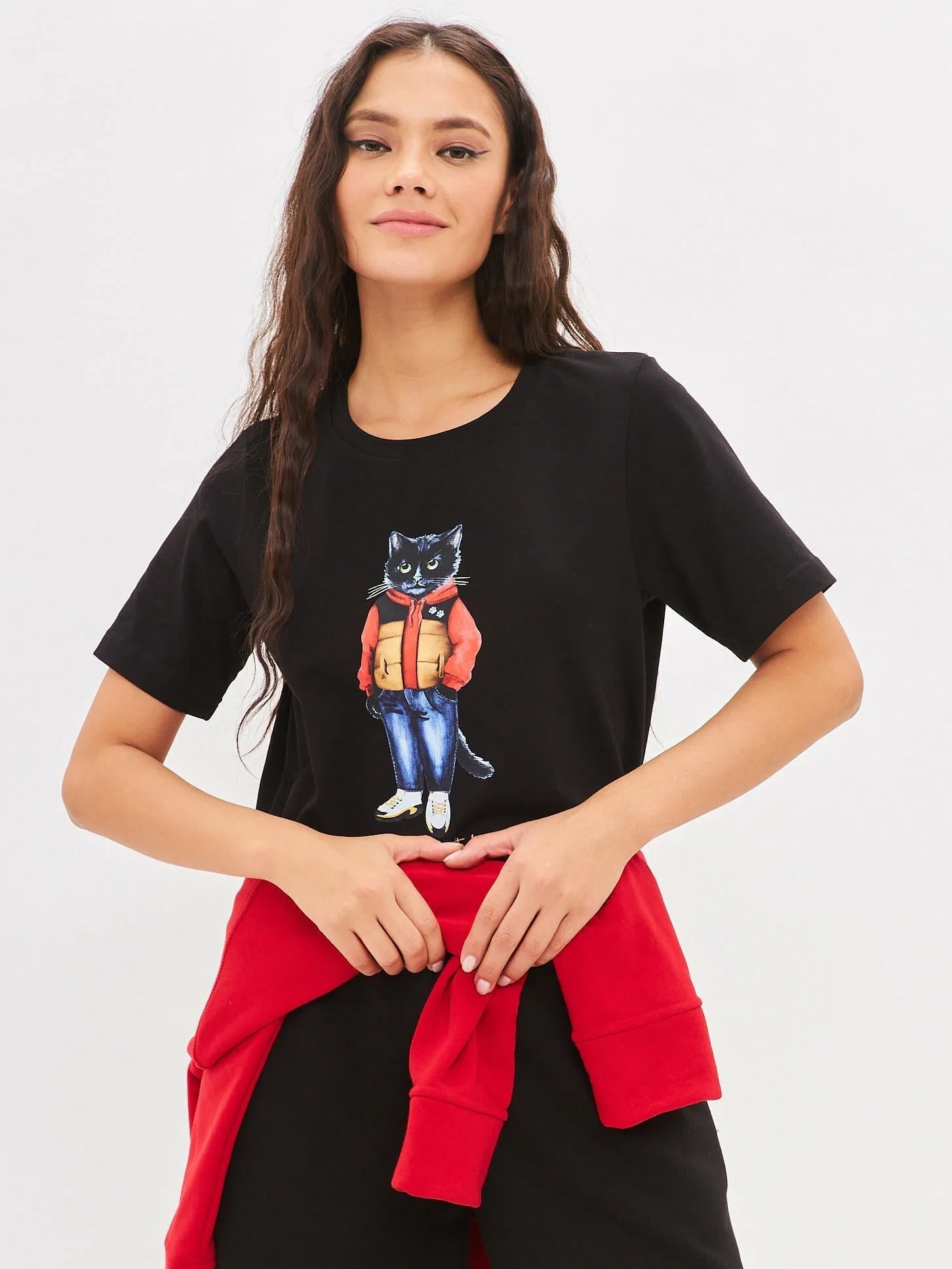 Black Printed T-shirt SPORT CASUAL CAT