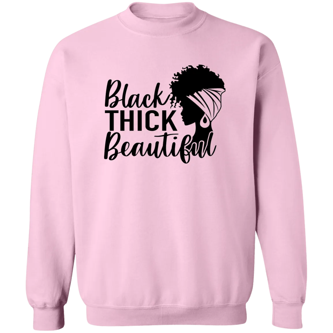 Black Thick Beautiful Ladies Crewneck Pullover Sweatshirt