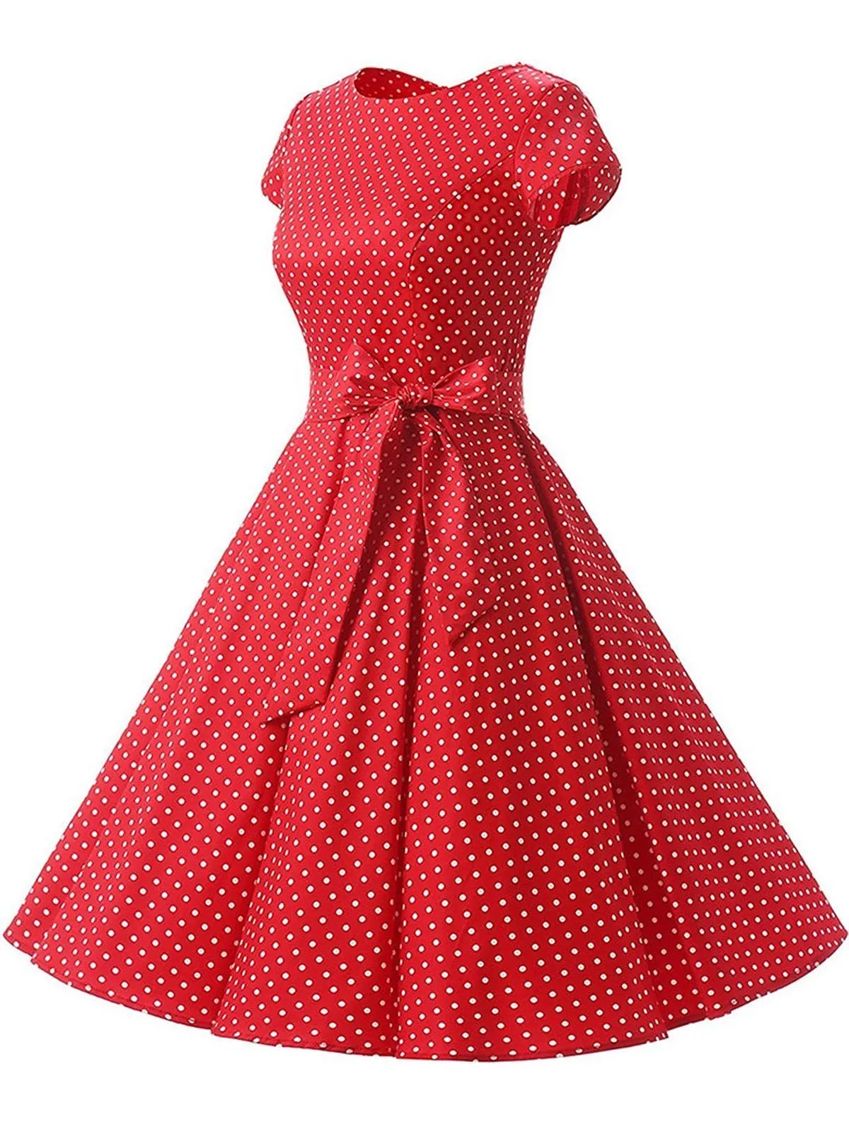 Blue 1950s Polka Dot Swing Dress