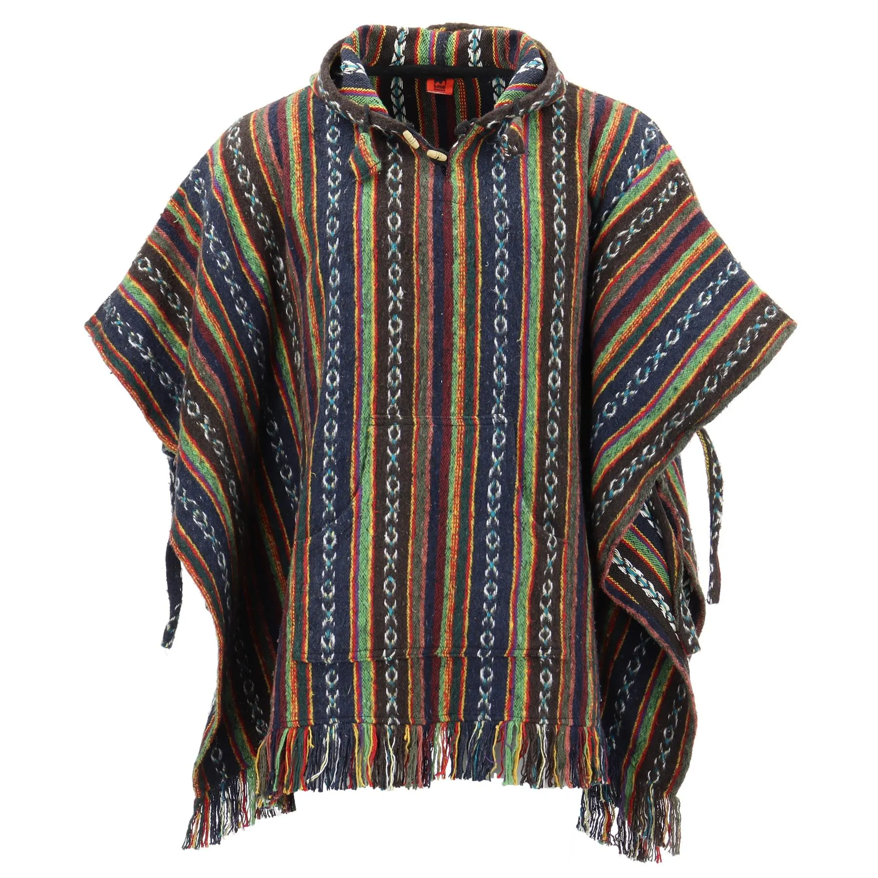 Brushed Cotton Hooded Poncho - Brown