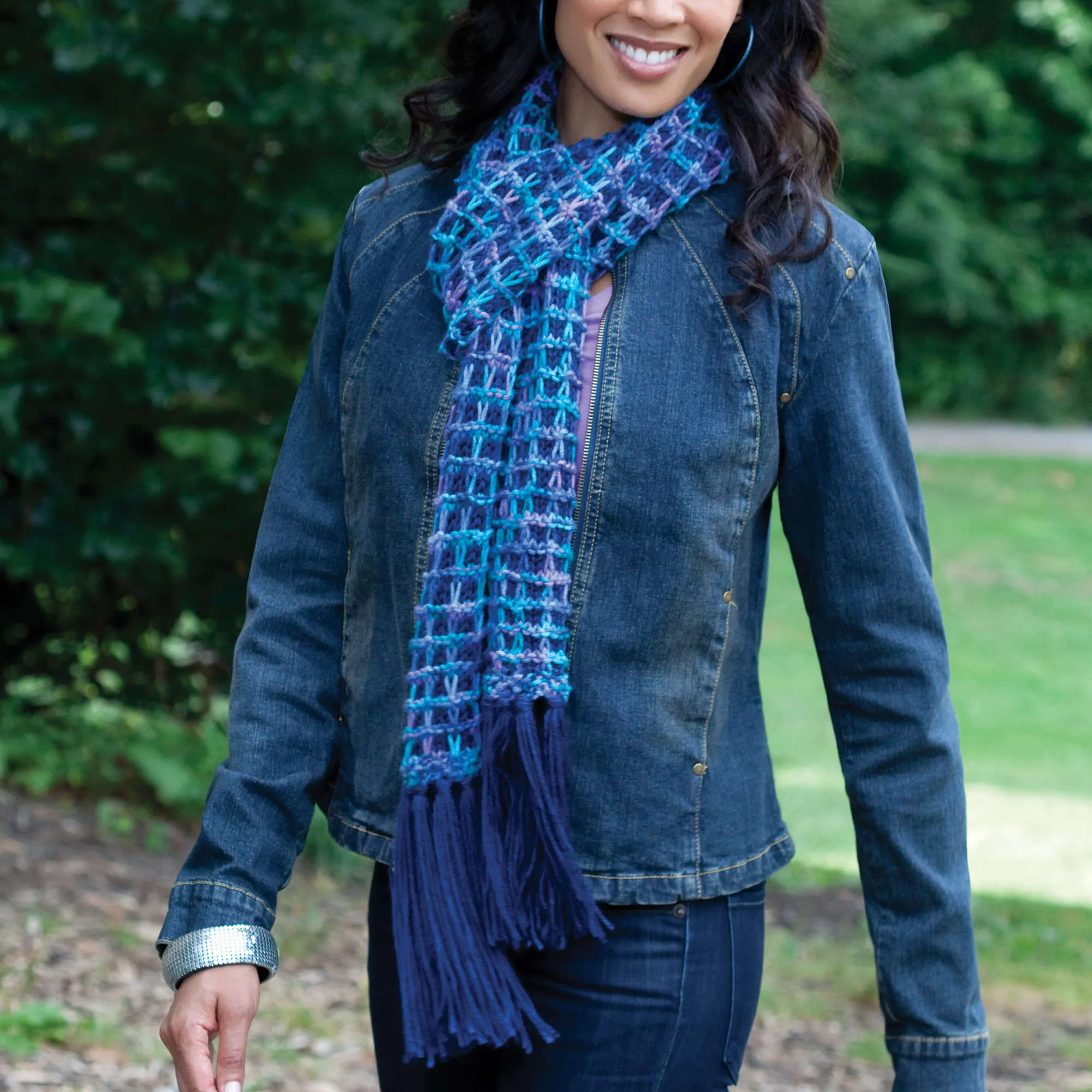 Caron Knit Bluesy Scarf