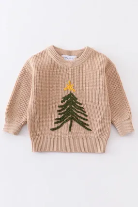 Christmas Tree Hand Embroidered Sweater