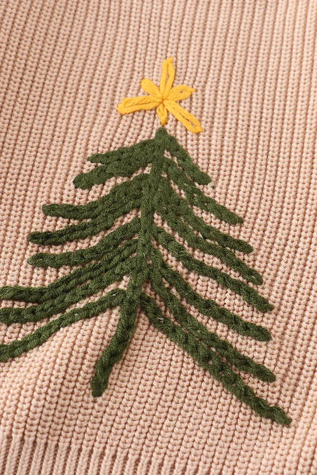 Christmas Tree Hand Embroidered Sweater