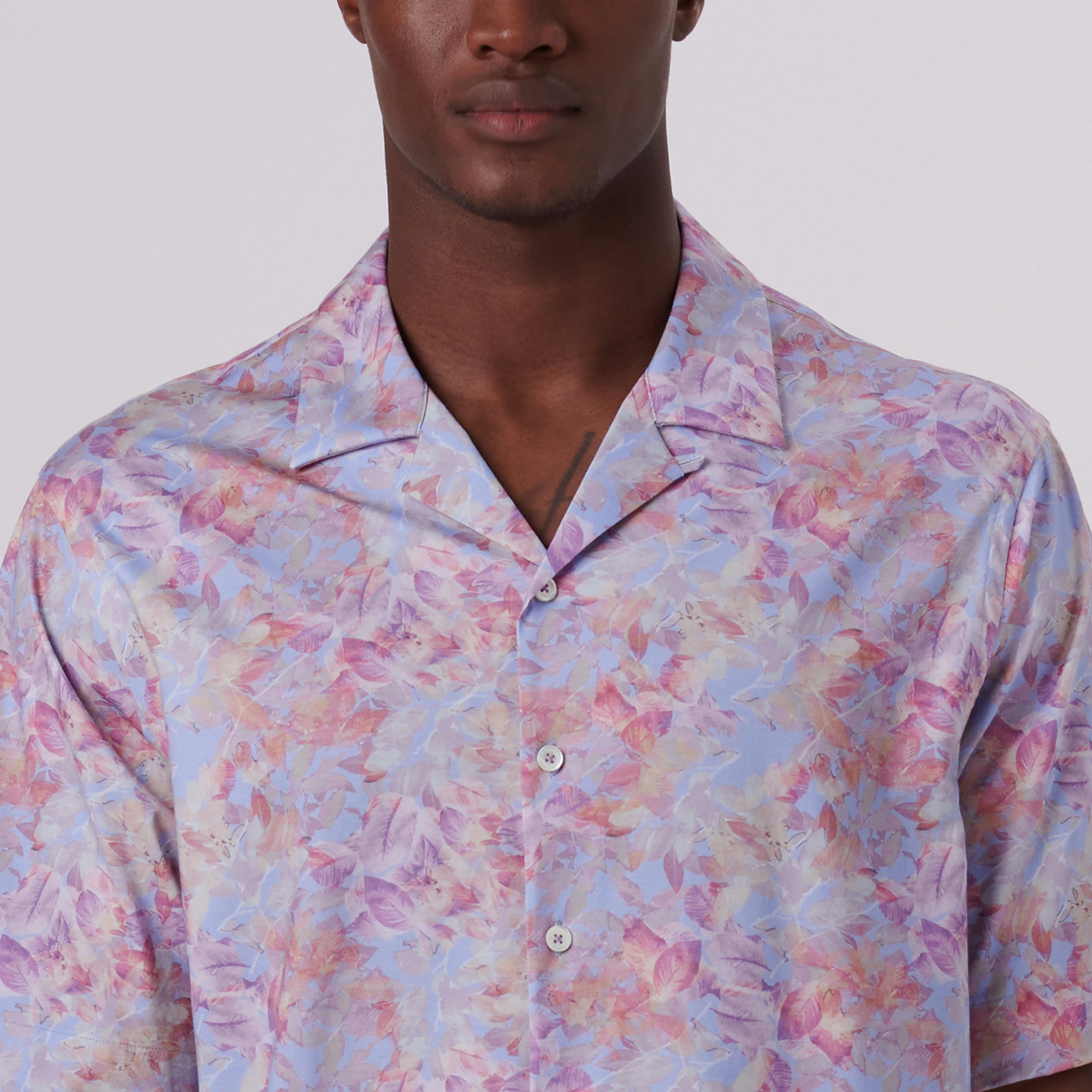 Cole Aquarelle Leaf Print OoohCotton Camp Shirt