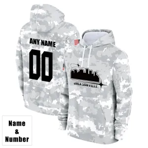 Custom Name & Number Hoodie Jacksonville Jaguars 2024 Salute to Celebrities Club Fleece Pullover Hoodie City Silhouette Hoodie Unisex