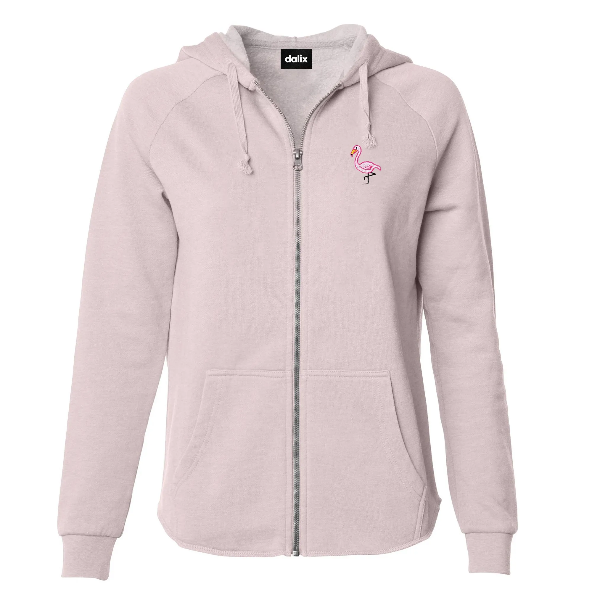 Dalix Flamingo Washed Zip Hoodie