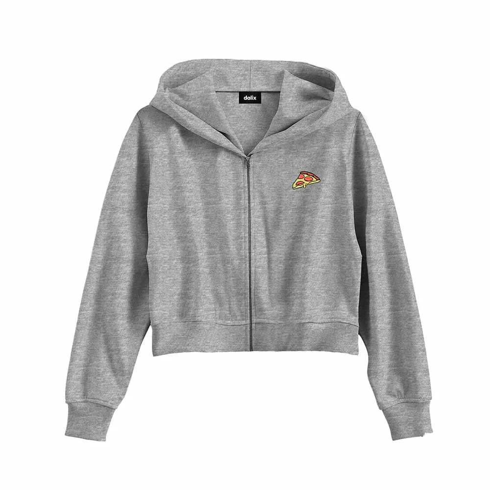 Dalix Pizza Cropped Zip Hoodie