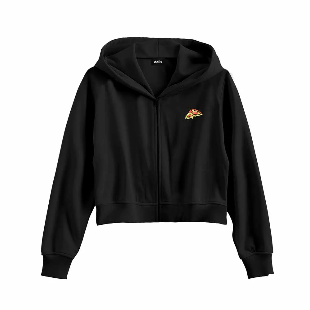 Dalix Pizza Cropped Zip Hoodie