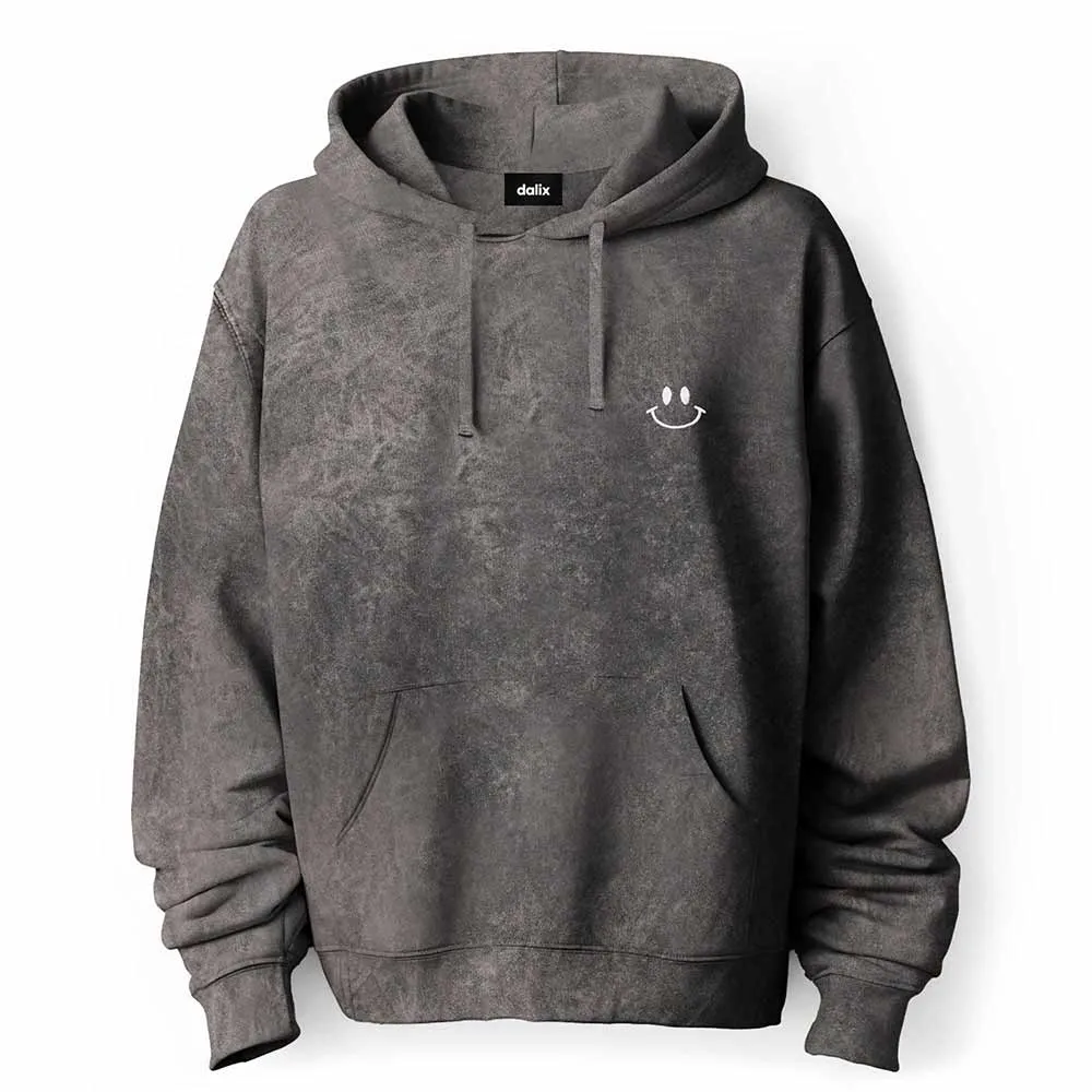 Dalix Smile Face Mineral Wash Hoodie